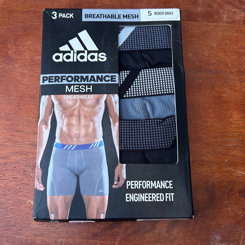 Adidas Men's Performance Mesh Underwear 3-Pack - Black and Gray small